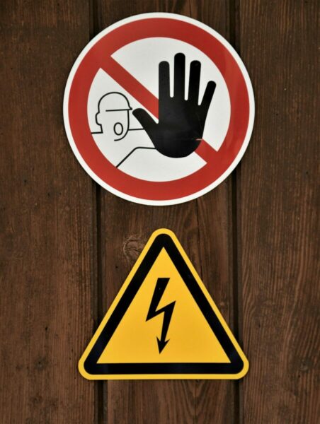 red and white warning sign