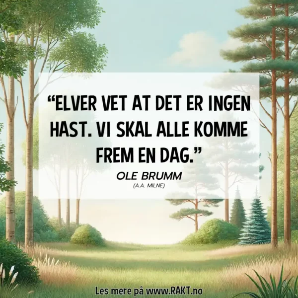 “Elver vet at det er ingen hast. Vi skal alle komme frem en dag.” - Ole Brumm sitat