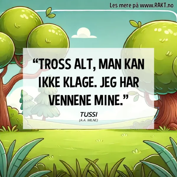 "Tross alt, man kan ikke klage. Jeg har vennene mine." - Tussi sitat